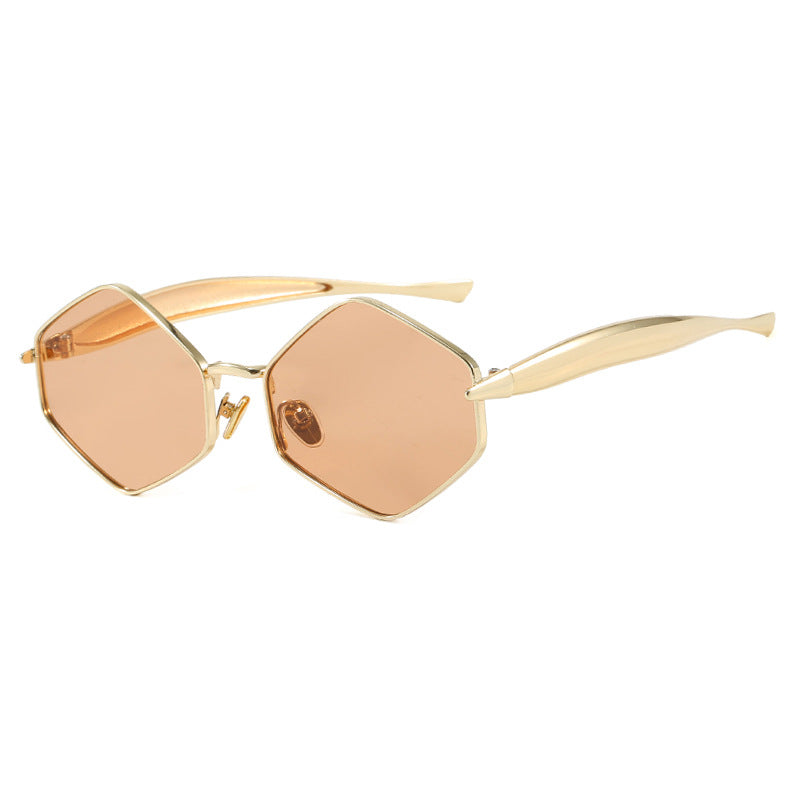 Damen hexagonale Sonnenbrille mit elegantem Metallrahmen und UV-Schutz Karnz