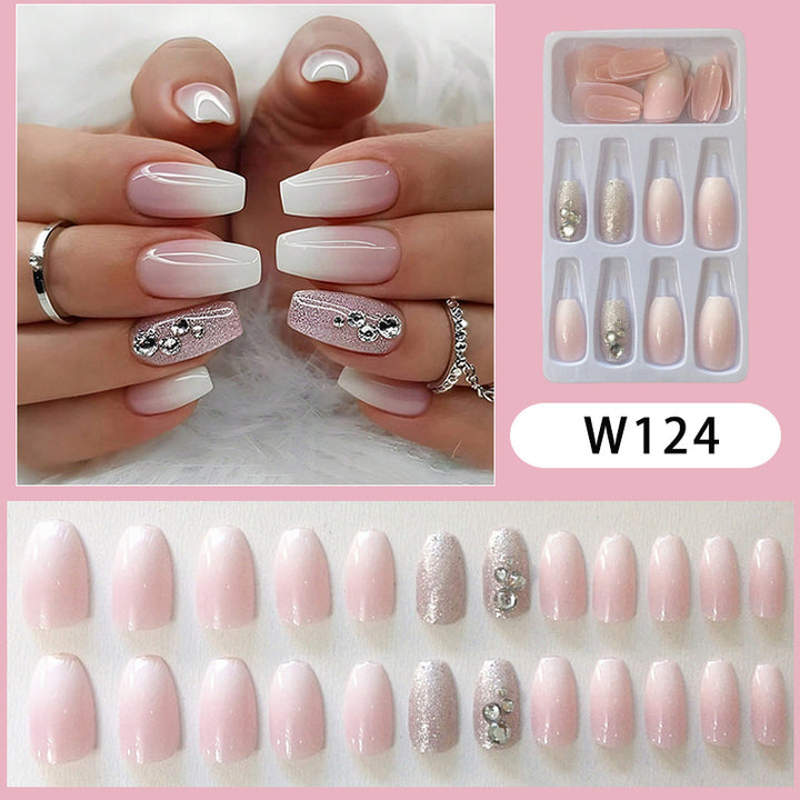 Elegantes Press-On Nagelkunstset mit Strassakzenten