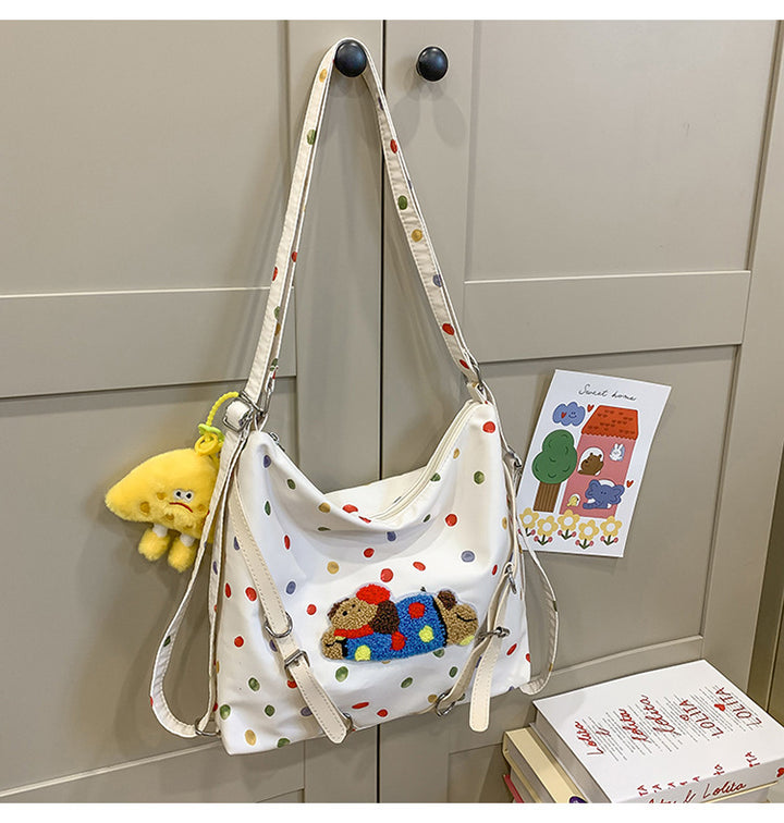 Verspielt gepunktete Plüsch Crossbody-Tasche Karnz