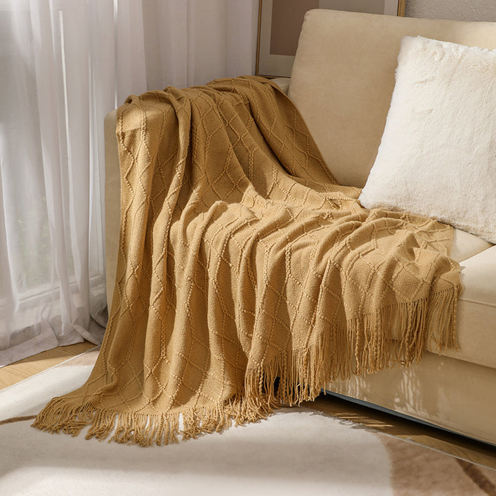 Gemütliche Strickwurfdecke
