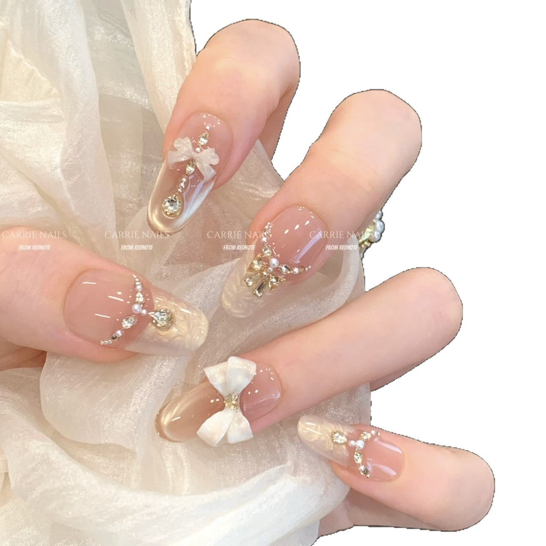 Elegante Strass Druck-On-Nagel-Set Karnz
