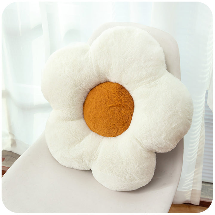 Blütenförmiges Plüsch-Sitz- und Dekokissen aus weichem Teddyfleece Karnz