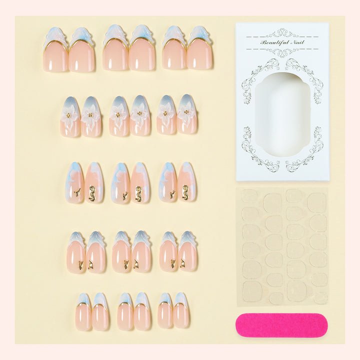 Dekorativer Press-On Nagelkunst Satz mit elegantem Blumenmuster Karnz