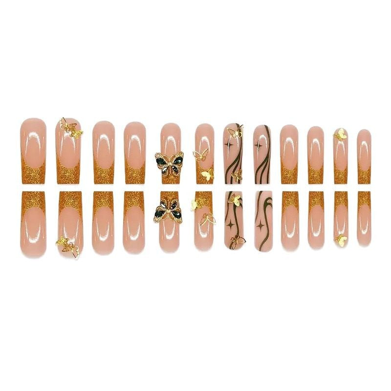 Glamouröse von Schmetterlingen inspirierte Nagelkunstverlängerungen Karnz