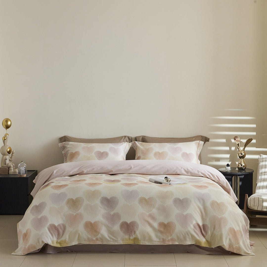 Ombre gestreiftes Baumwollsatin Bettbezug-Set