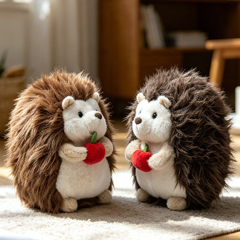Kawaii Igel Plüschtier Sammlerstück mit gesticktem Kirschakzent und weichem Kunstfellrücken Karnz