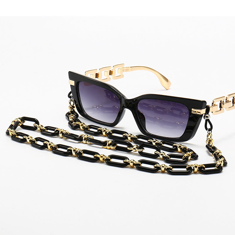 Fashion Cat-Eye Sonnenbrille mit eleganter Kette Karnz