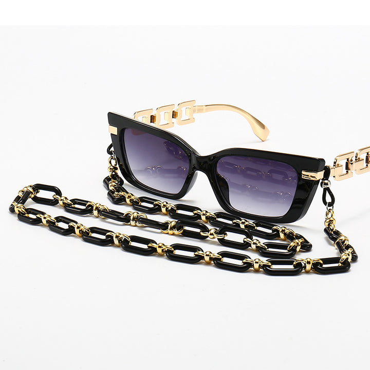 Fashion Cat-Eye Sonnenbrille mit eleganter Kette Karnz