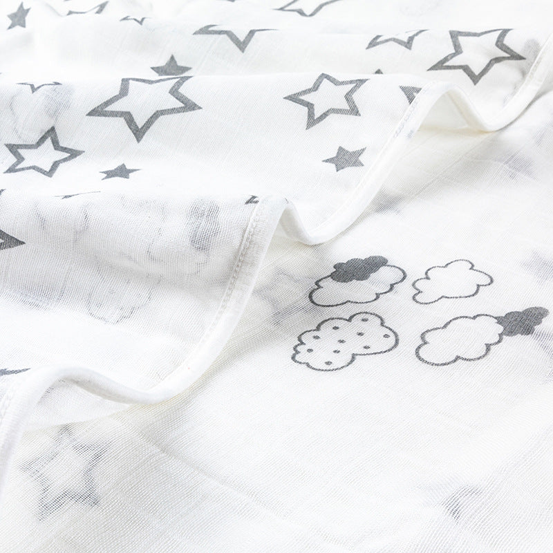 Weiches Musselin Babydecke mit Sterne und Wolken Druck Karnz