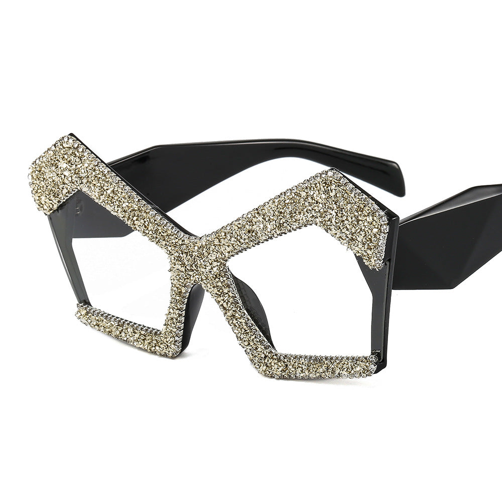 Damen Funkelnde Cat-Eye-Sonnenbrille mit extravagantem Strassrahmen Karnz