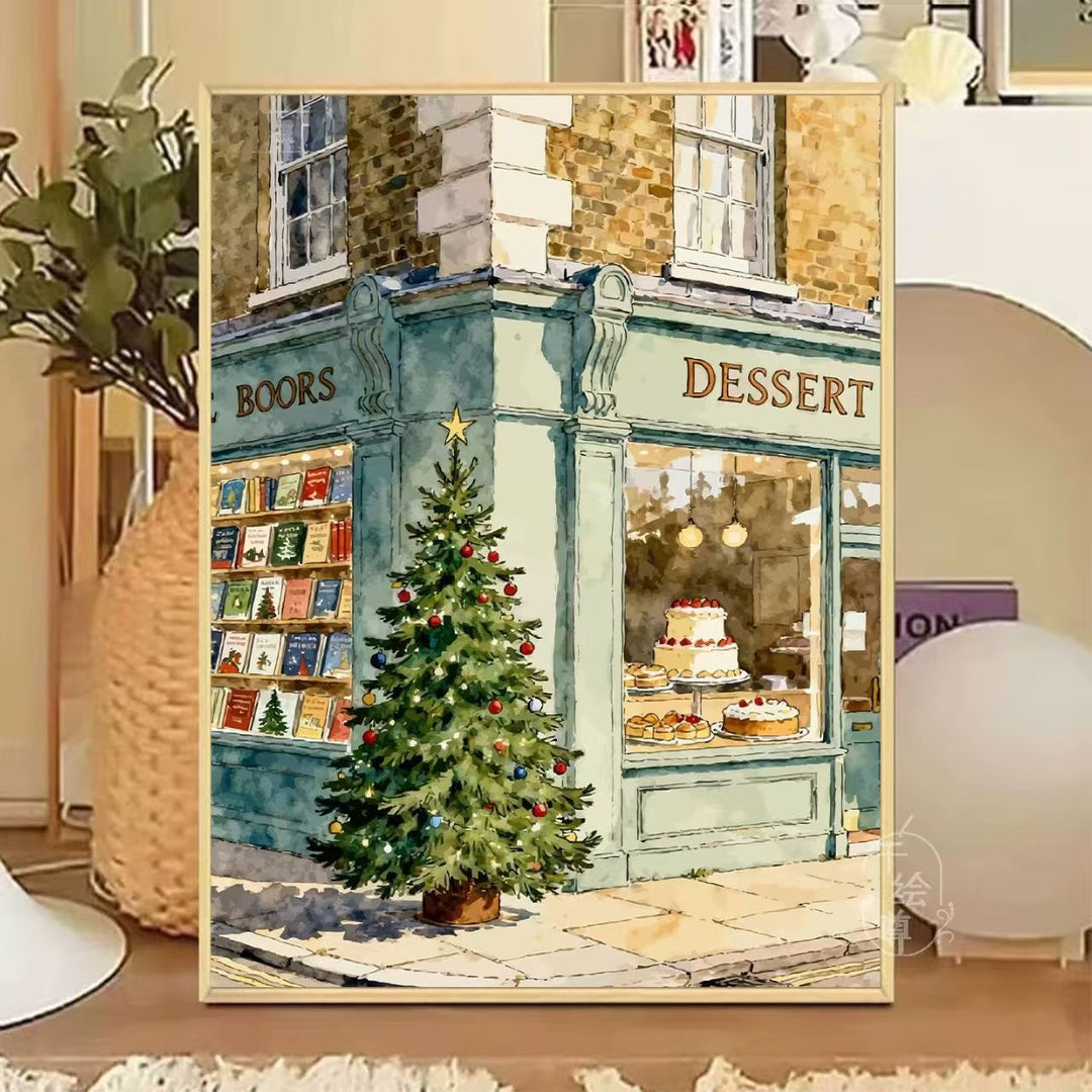 Gemütliche winterliche Café-Leinwandkunst Karnz