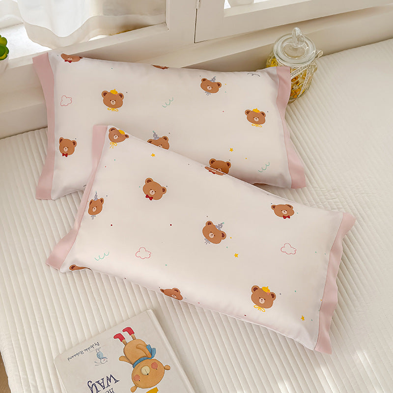 Satinweiches Kissenbezug-Set für Kinder mit niedlichem Teddymotiv