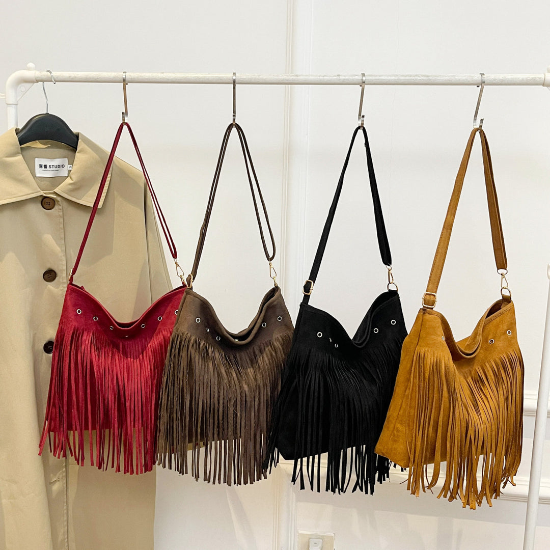 Suede Fringe Schultertasche Karnz
