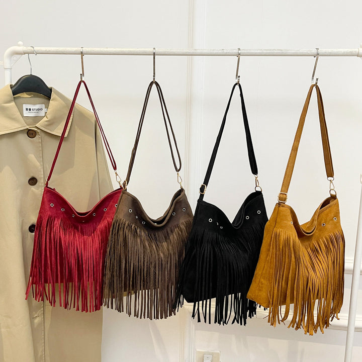 Suede Fringe Schultertasche Karnz