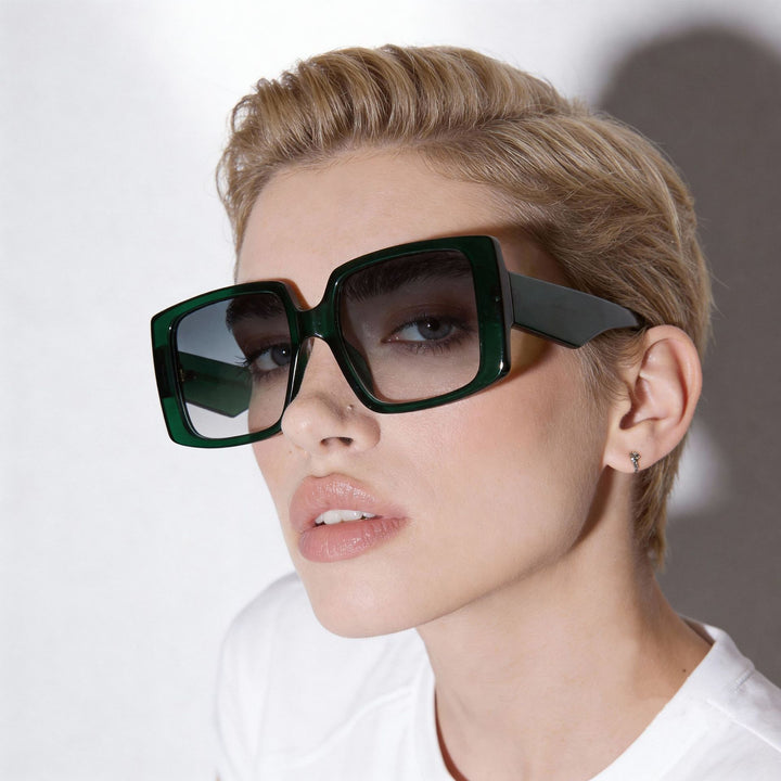 Damen moderne quadratische Sonnenbrille mit verspiegelten Gläsern Karnz