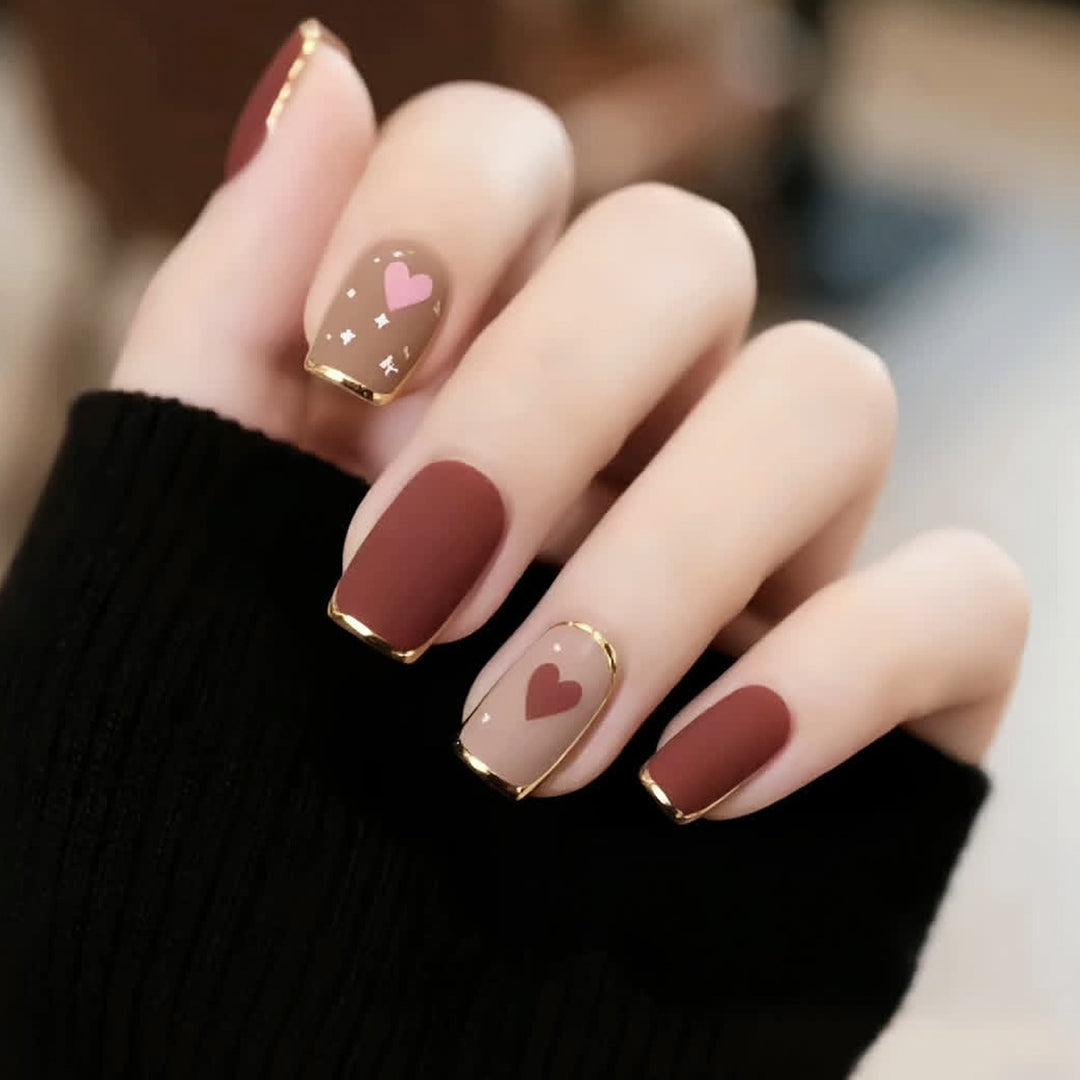 Herz Muster Nagelkunst Extensions Karnz