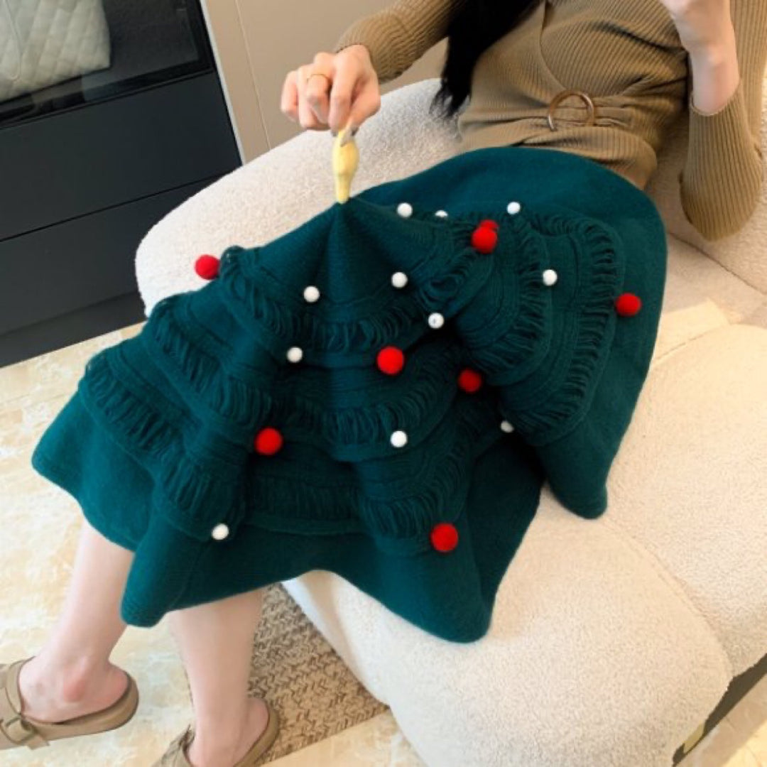 Strukturierte Strickwurfdecke