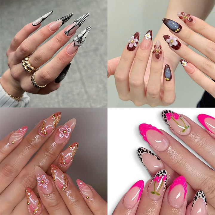 Künstlerische Blumenspitze Nagelverlängerungen Karnz