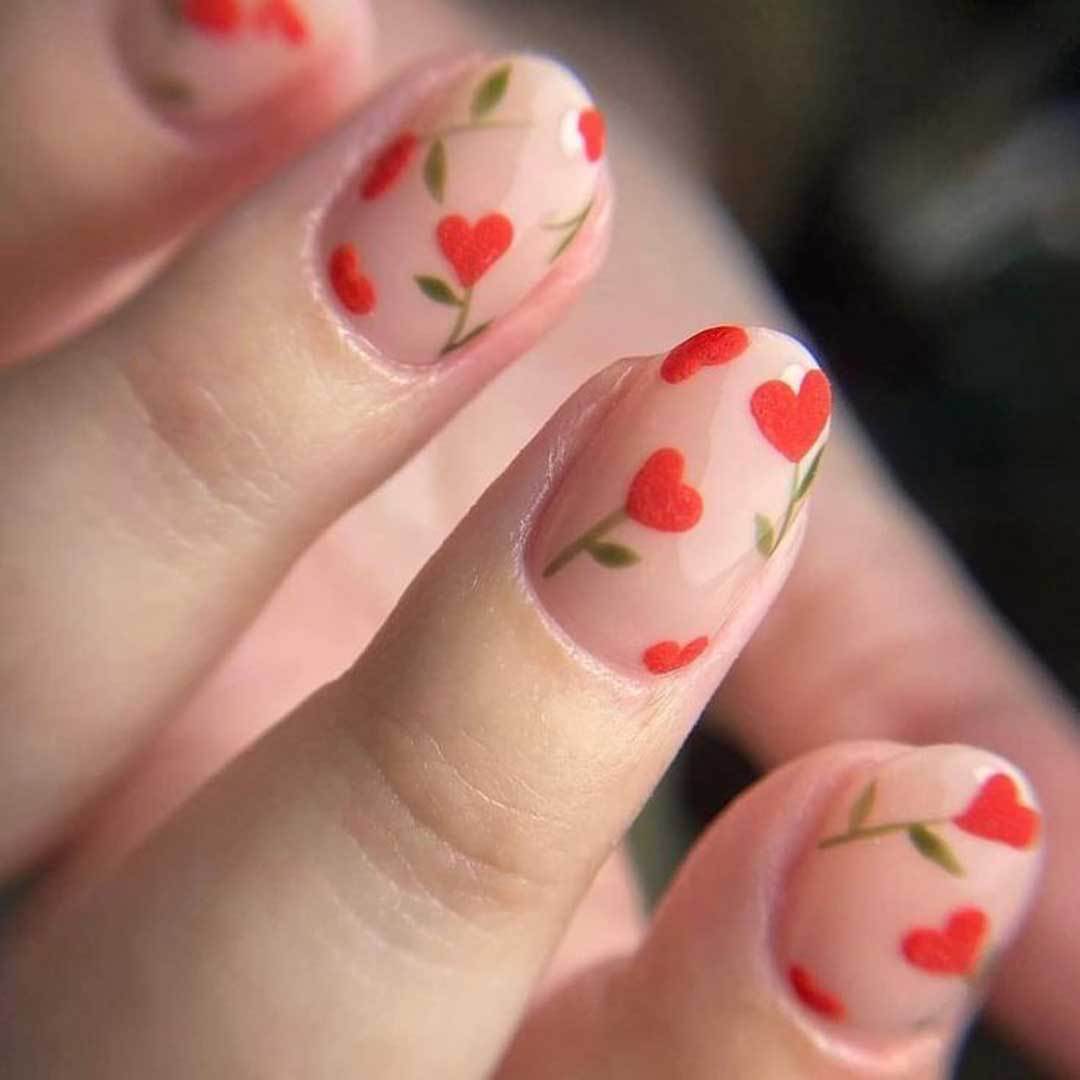 Florales Herz Akzent Nagelkunstset