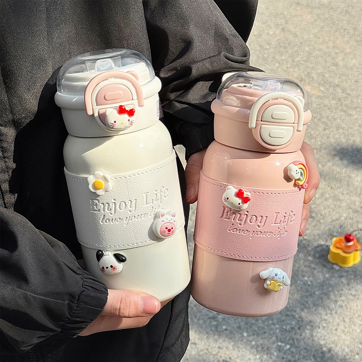 Damen multifunktionale Trinkflasche mit kreativen Silikon-Elementen Karnz