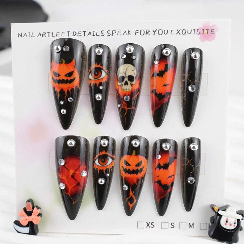 Halloween Kunstnagelset mit kreativen Geister- und Kürbisdesigns Karnz