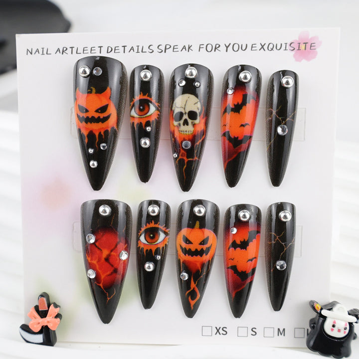 Halloween Kunstnagelset mit kreativen Geister- und Kürbisdesigns Karnz