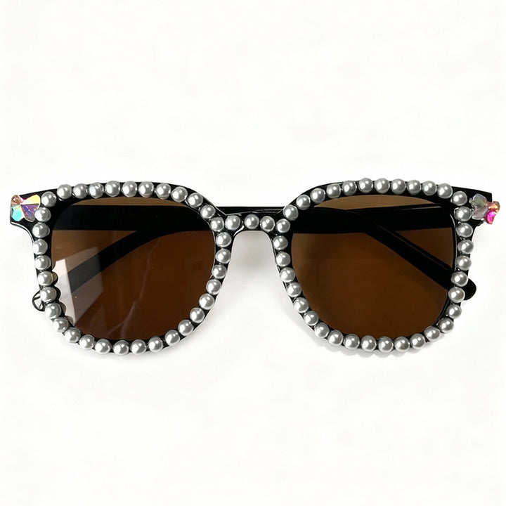 Luxuriöse mit Perlen verzierte Katzenaugen-Sonnenbrille Karnz
