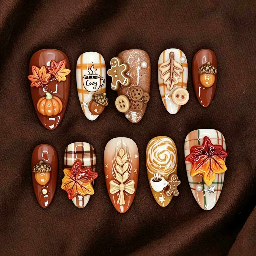 Kreatives Kunstnagelset mit Herbstmotiven Karnz