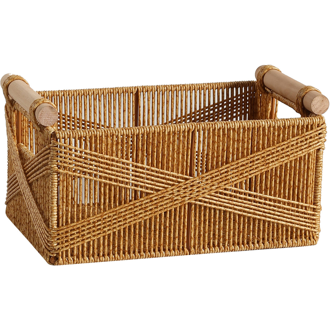 Unisex Funktionaler Aufbewahrungskorb mit ergonomischen Holzgriffen Karnz