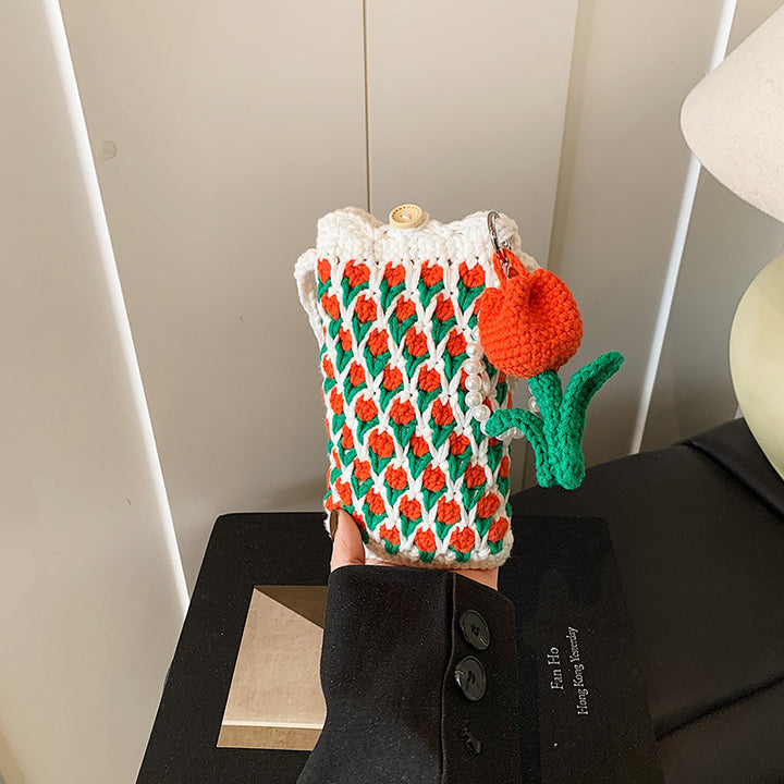 Häkelblumen-Themen Mini Tasche