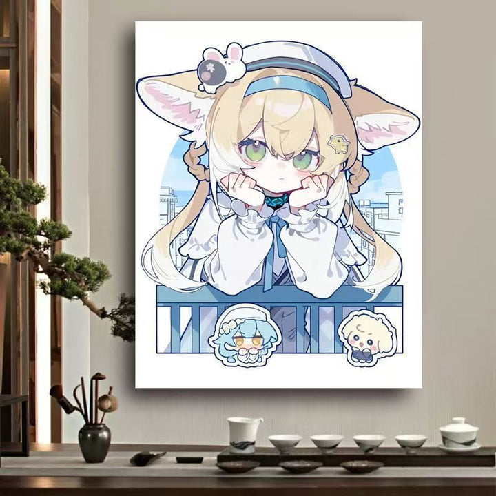 Verspielt Anime-Charakter Leinwand Kunst Karnz