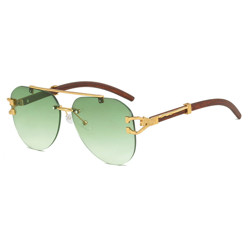 Damen modische Piloten-Sonnenbrille mit luxuriösen Metallakzenten und Holzdetails Karnz