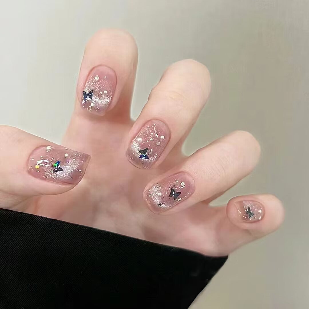 Künstlerische Glitzer-Schmetterling Press-On Nägel Karnz