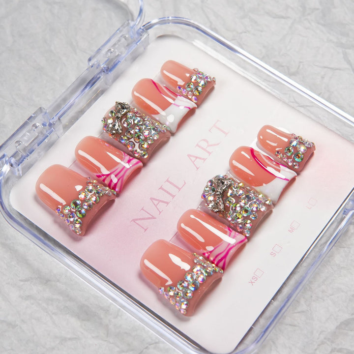 Glamouröses Strass Press-On Nageldesign Set
