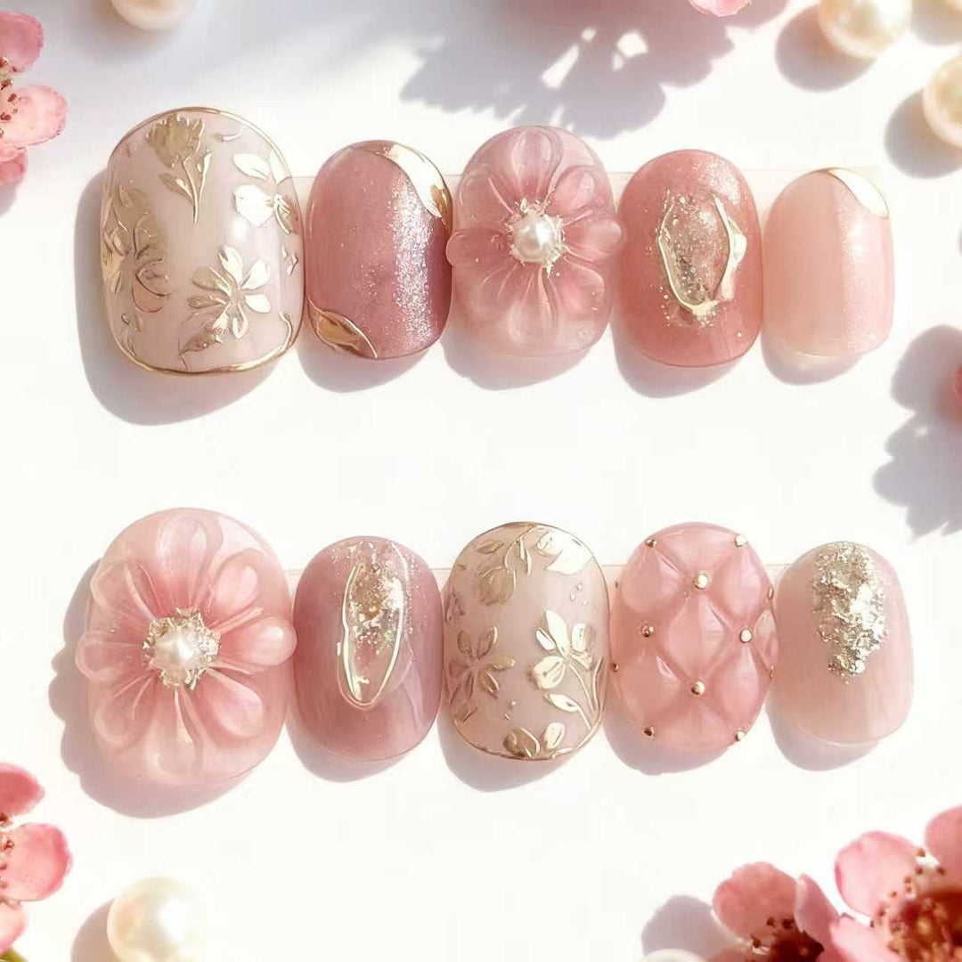 Elegantes florales dekoratives aufklebe Nagelkunst Set Karnz