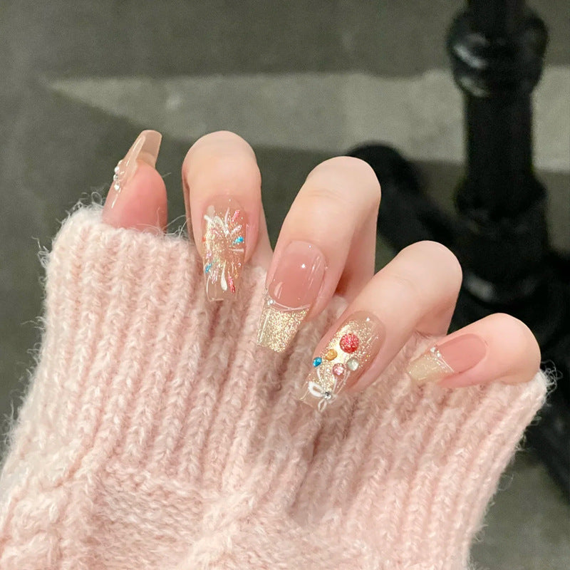 Künstlerischer Glitzer- und dekoratives Press-On-Nagelset Karnz