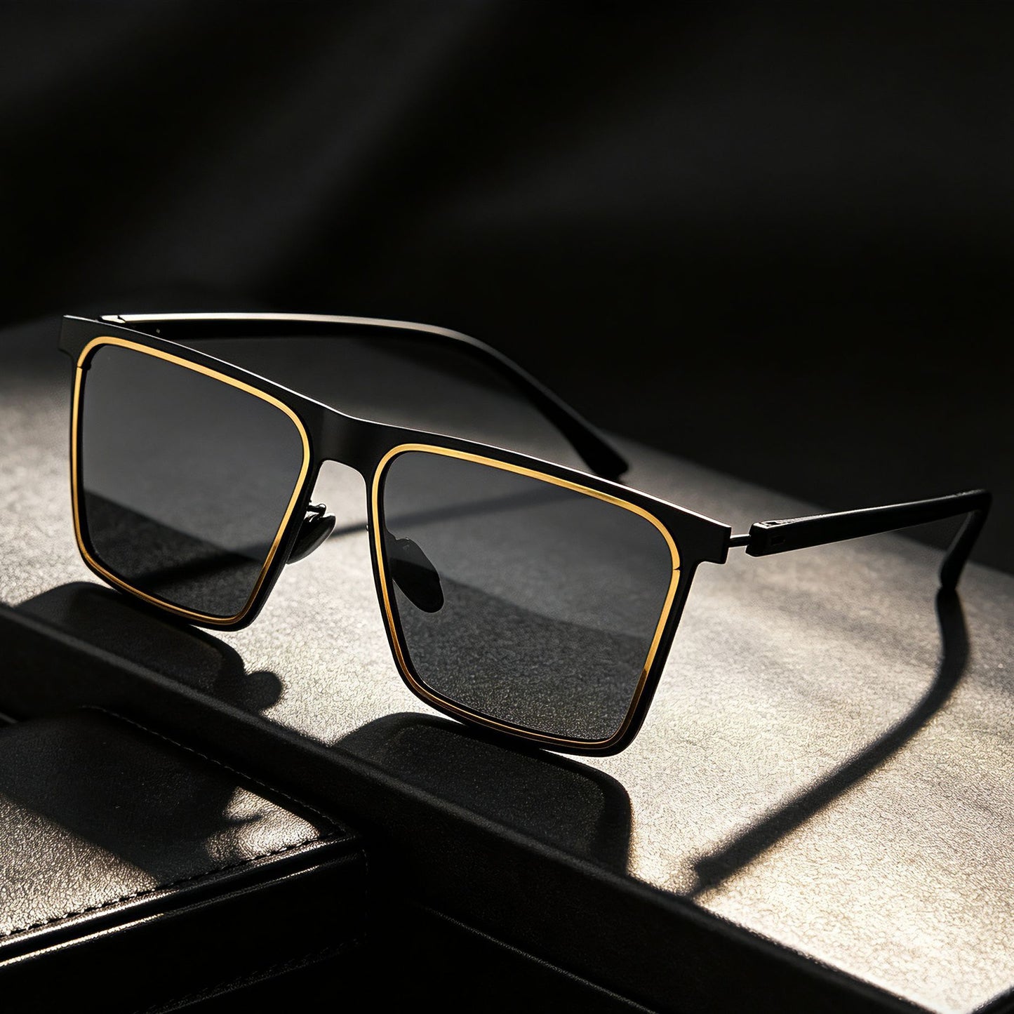 Herren moderne rechteckige Sonnenbrille Karnz