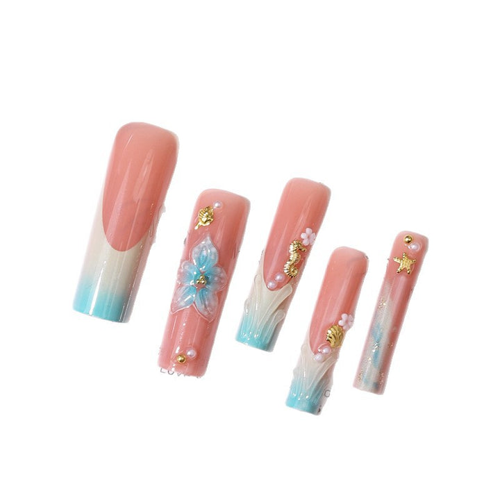 Florale dekorative Press-On Nagel Set Karnz