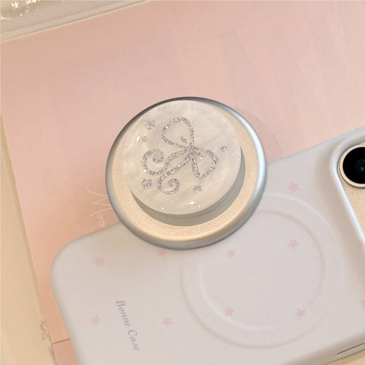 Stilvoller Smartphone Fingerhalter mit Glitzer Schleifendesign Karnz