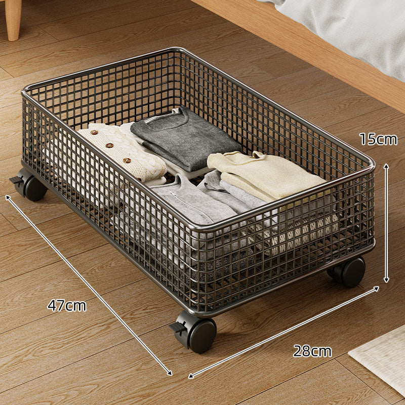 Niedrigprofil Rechteckiger Metallgitter Unter-Bett Aufbewahrungskorb Organizer
