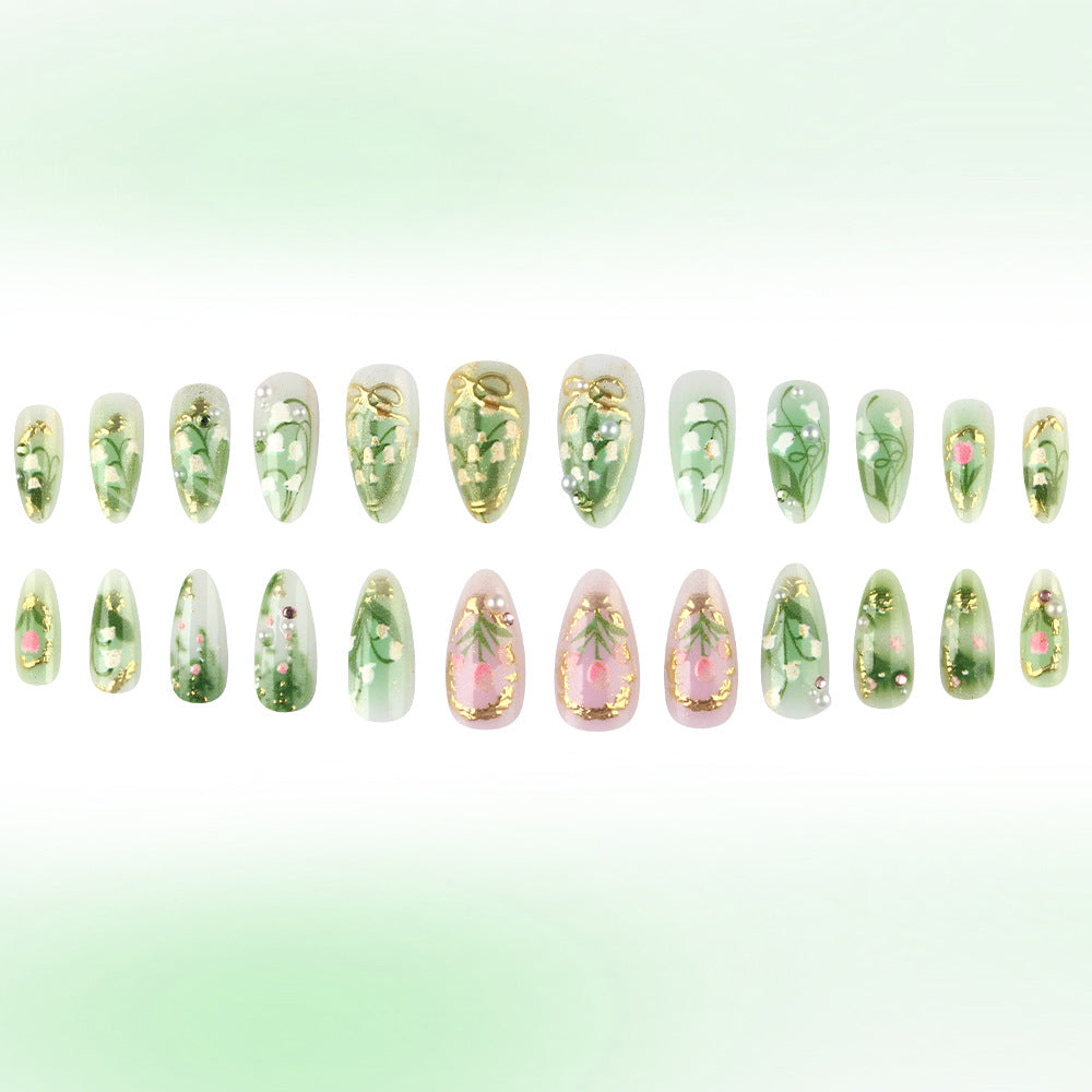 Elegante florale Stiletto Press-On Nägel Karnz