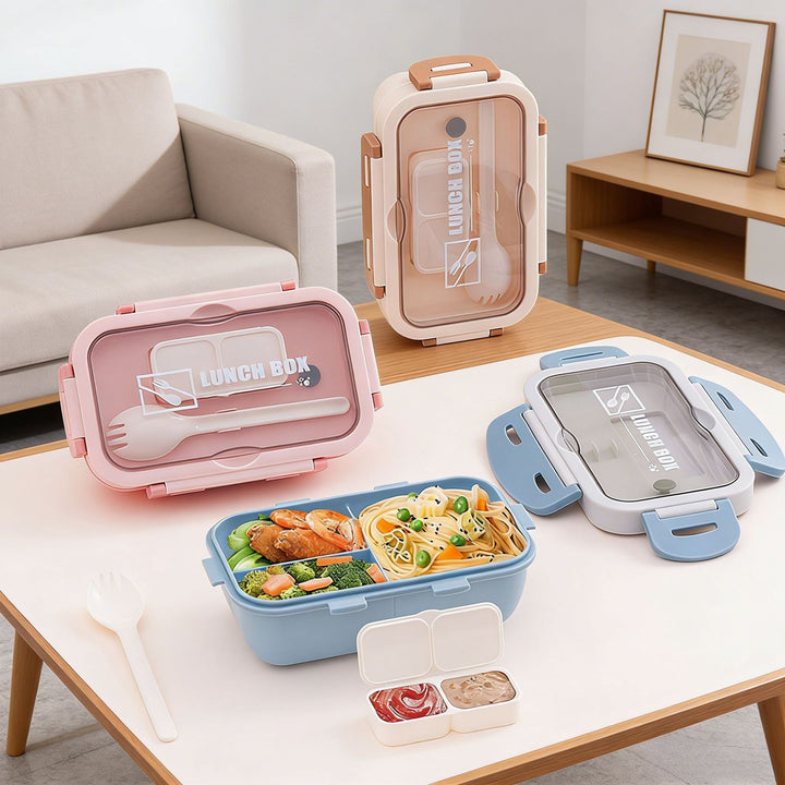 Vielseitige Mehrfachfach-Lunchbox mit integriertem Besteck