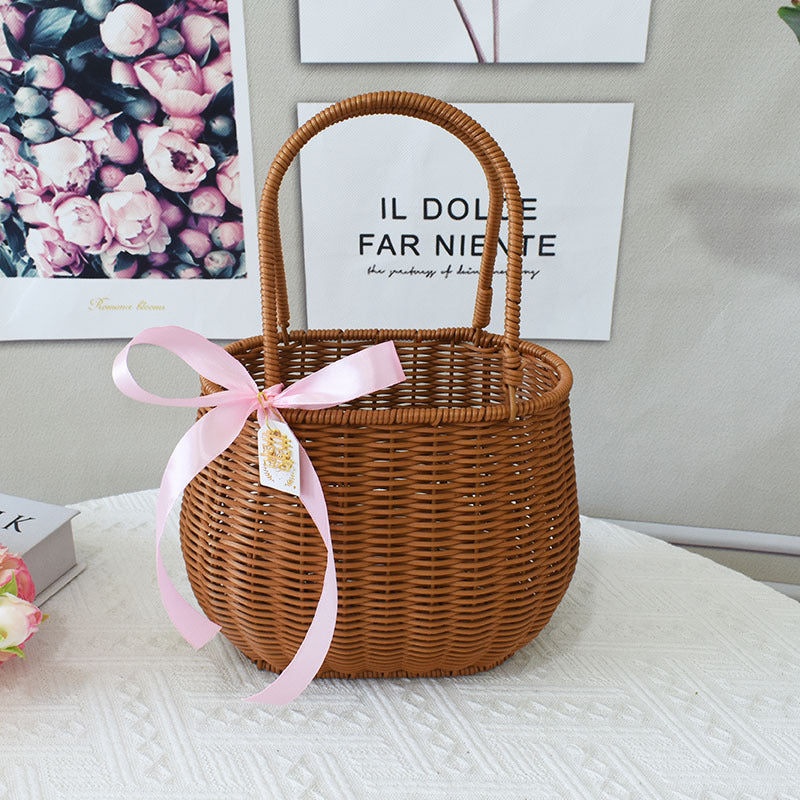 Chice Gewebte Handtasche mit Perlenakzent Karnz