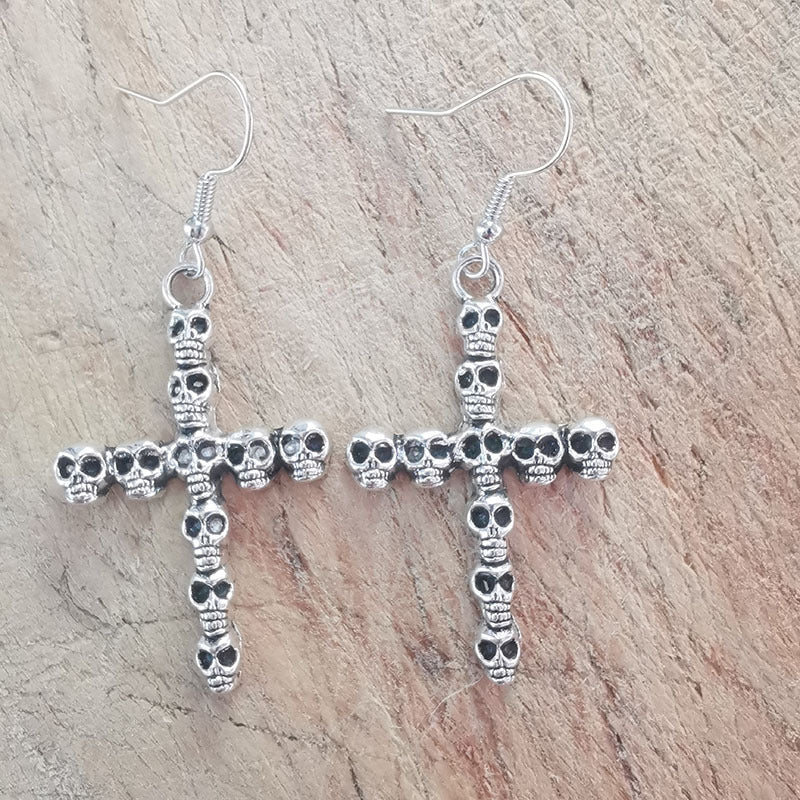Gothic Skull Cross Ohrringe Karnz