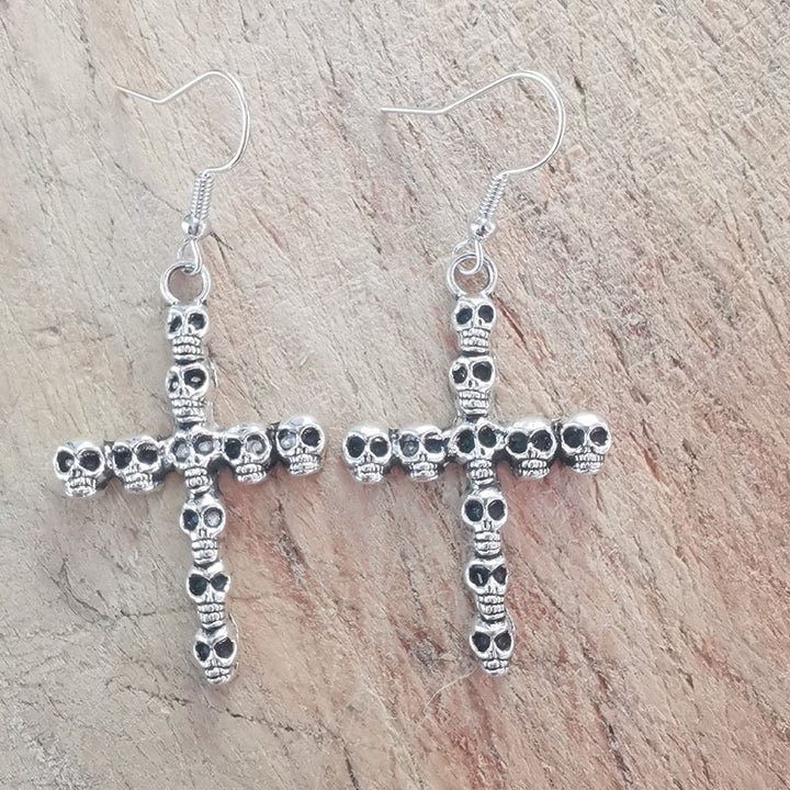 Gothic Skull Cross Ohrringe Karnz