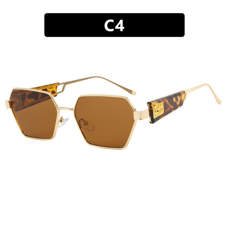 Damen hexagonale Sonnenbrille mit elegantem Metallrahmen und schützenden Gläsern Karnz