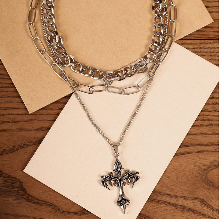 Schichtenkette Kreuz Anhänger Necklace Karnz