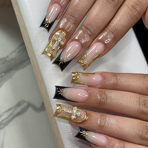 Elegantes strukturiertes Press-On-Nail-Art-Set Karnz