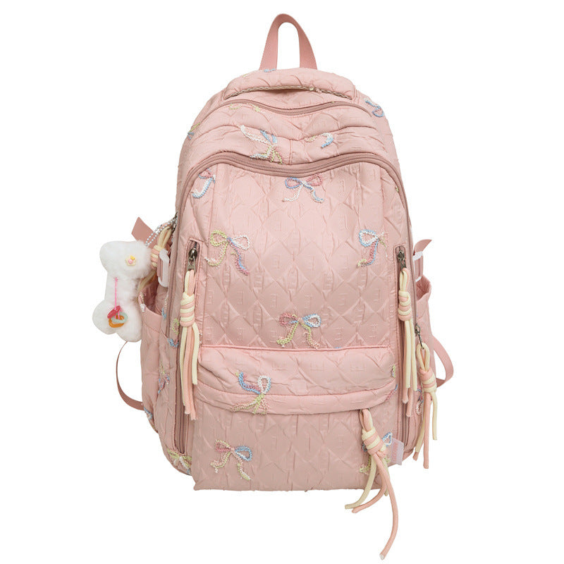 Gesteppt gestickter Rucksack mit Schleifenmotiv Karnz