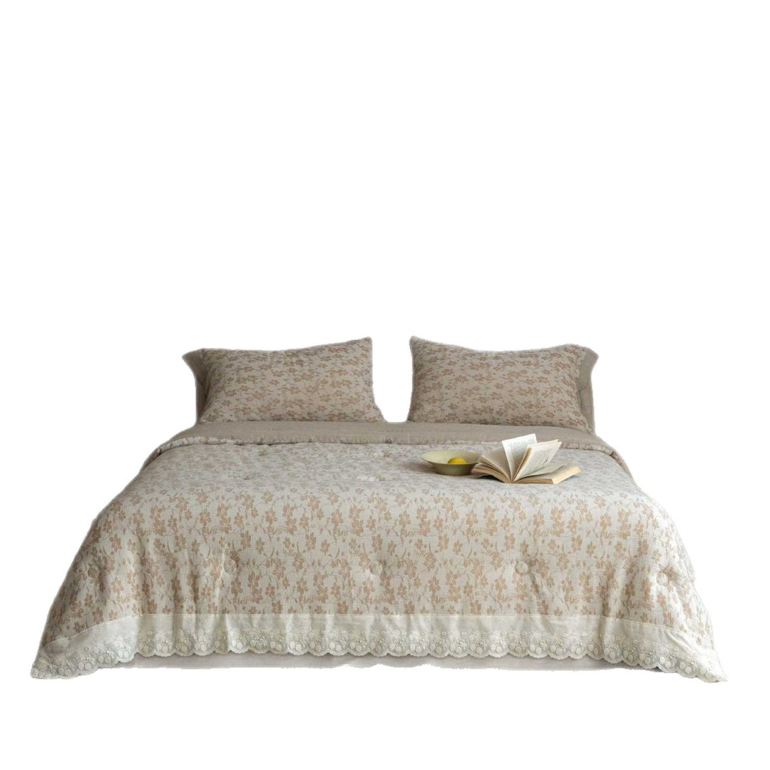 Luxuriös gesticktes Baumwoll-Quilt-Bettüberwurf-Set